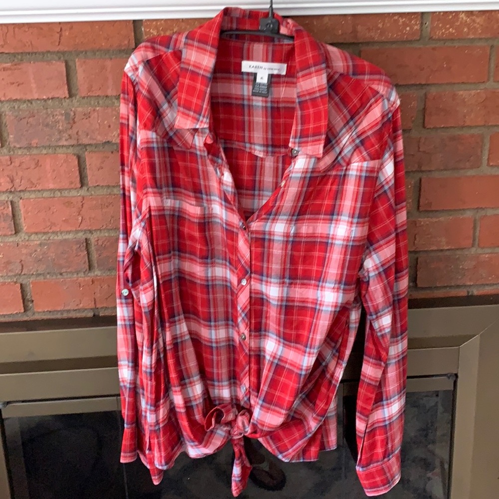 Karen Kane checked top XL